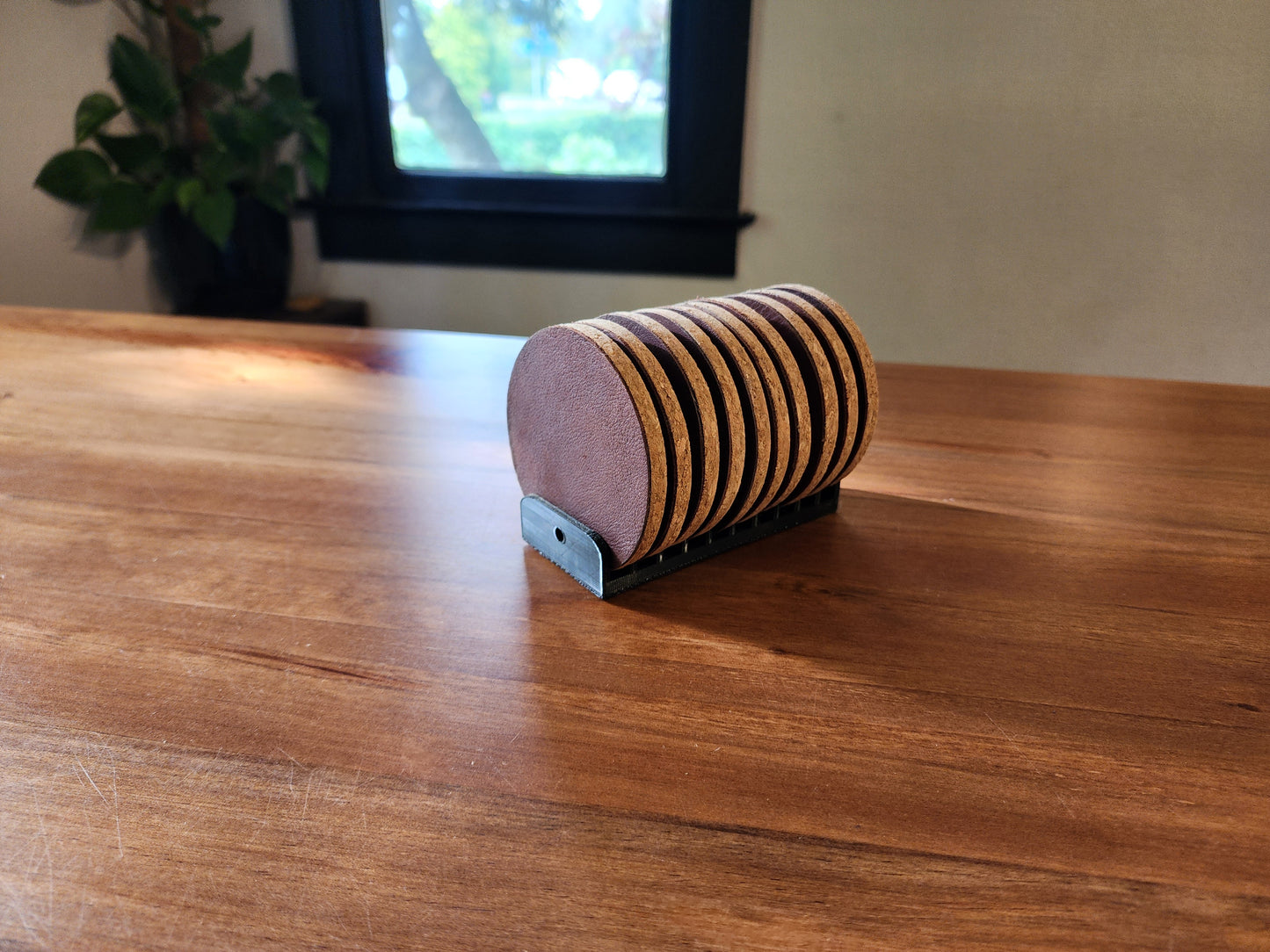 Leather Drink Coaster - Small Brown