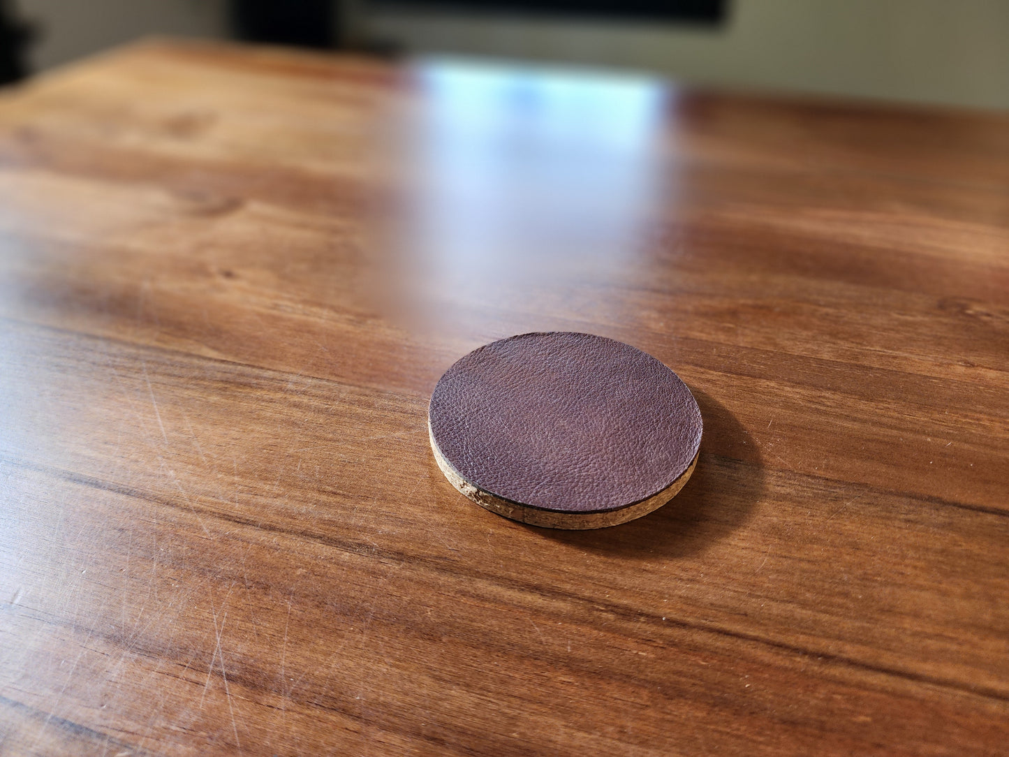 Leather Drink Coaster - Small Brown