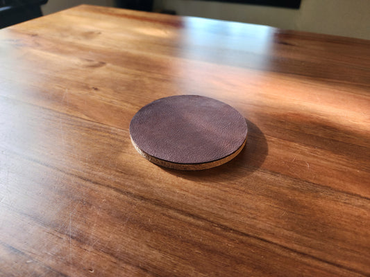 Leather Drink Coaster - Brown