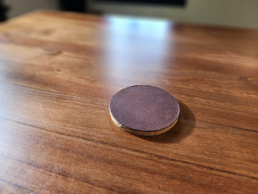 Leather Drink Coaster - Small Brown