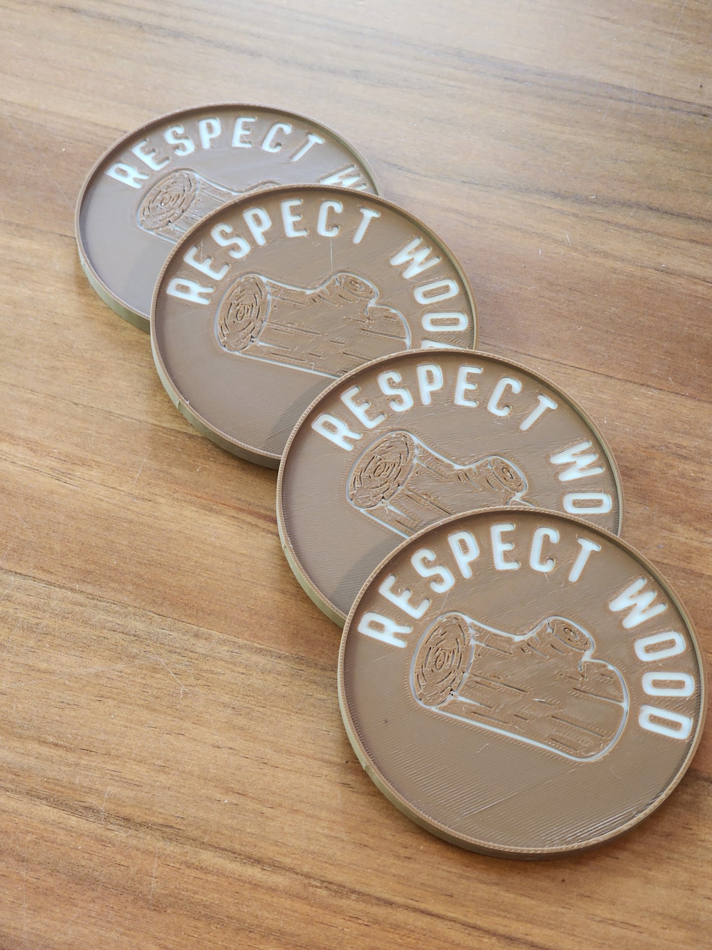 Respect Wood Drink Coaster - Set of 4